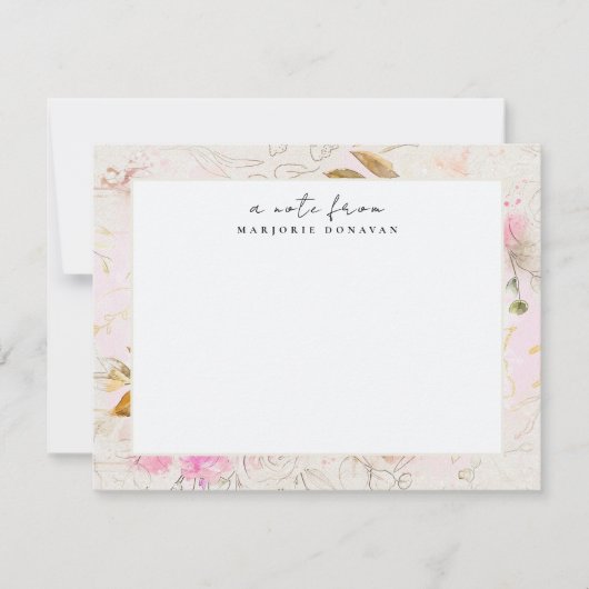 Roze Bloementuin Persoonlijk Stationery Notitiekaartje (Voorkant)