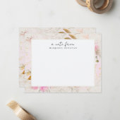 Roze Bloementuin Persoonlijk Stationery Notitiekaartje (Voorkant / Achterkant in situ)