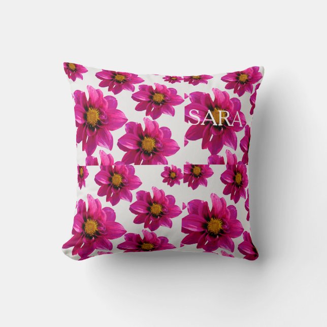Roze bloementuin Persoonlijke naam overal Prin Kussen (Voorkant)