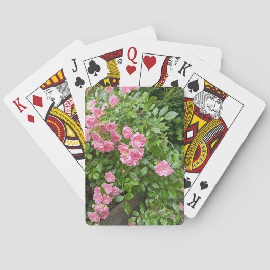 Roze Bloementuin Pokerkaarten (Achterkant)