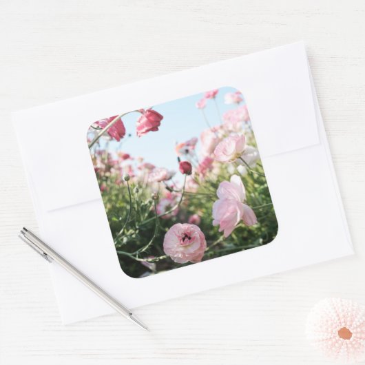 Roze bloementuin sticker (Envelop)