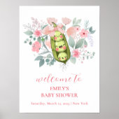 Roze Bloementuin Sweet Pea Baby shower Welkom Poster (Voorkant)