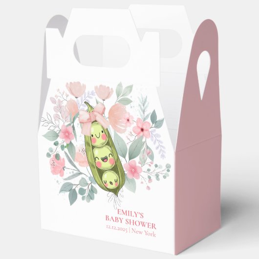 Roze Bloementuin Sweet Pea In Pod Baby shower Bedankdoosjes (Open)