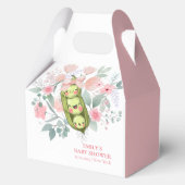 Roze Bloementuin Sweet Pea In Pod Baby shower Bedankdoosjes (Achterkant)