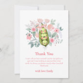 Roze Bloementuin Sweet Pea In Pod Baby shower Bedankkaart (Voorkant)