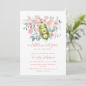 Roze Bloementuin Sweet Pea In Pod Baby shower Kaart (Staand voorkant)