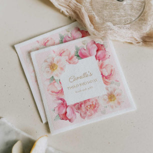 Roze bloementuin verjaardag servet