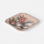  roze bloementuin verjaardagstheefeest papieren bordje (Gebogen)