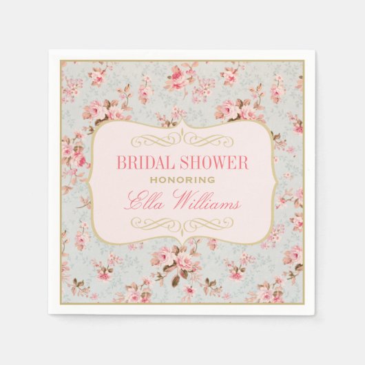  roze bloementuin Vrijgezellenfeest Servet (Voorkant)