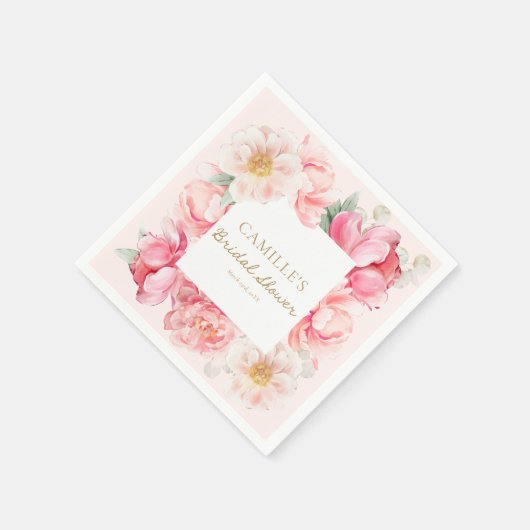 Roze bloementuintuin bruiloftsdouche servet (Hoek)