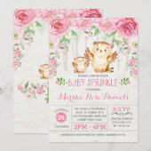 Roze Bloemenuil Baby Meisje Douche Uitnodiging For (Voorkant / Achterkant)