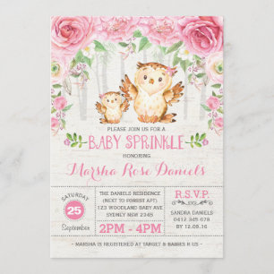Roze Bloemenuil Baby Meisje Douche Uitnodiging For