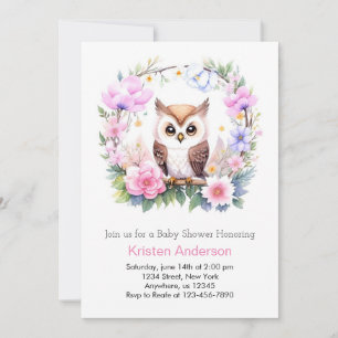 Roze Bloemenuil Dreamscape Meisje Baby shower Kaart