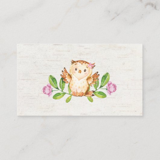 Roze Bloemenuil Mama & Baby Luier Raffle Ticket Informatiekaartje (Achterkant)