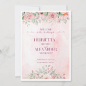 Roze bloemenuitnodiging Sjabloon, bewerkbaar Uitno Kaart (Voorkant)