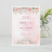 Roze bloemenuitnodiging Sjabloon, bewerkbaar Uitno Kaart (Staand voorkant)