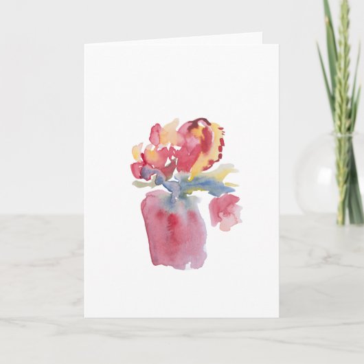 Roze bloemenvas kaart (Voorkant)