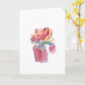 Roze bloemenvas kaart (Gele Bloem)