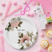 roze bloemenvector papieren bordje (Feest)