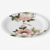 roze bloemenvector papieren bordje (Gekanteld)