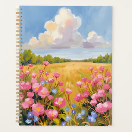 Roze Bloemenveld Landschapschilderij Planner