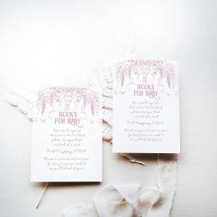 Roze  Bloemenverpleegkundige Baby shower boeken Informatiekaartje