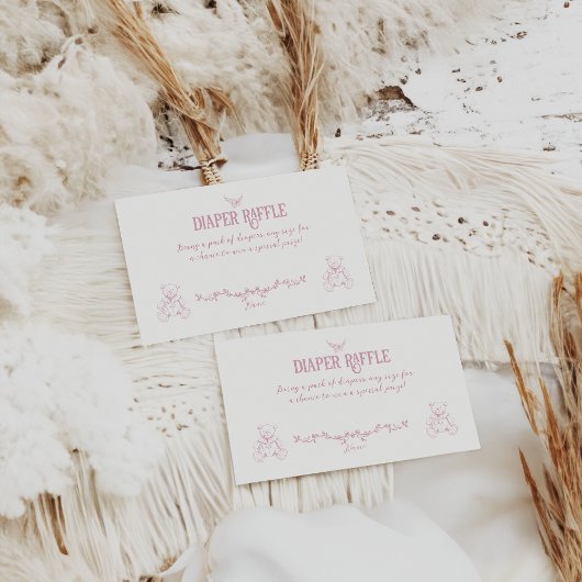 Roze  Bloemenverpleegkundige Baby shower Luier Informatiekaartje