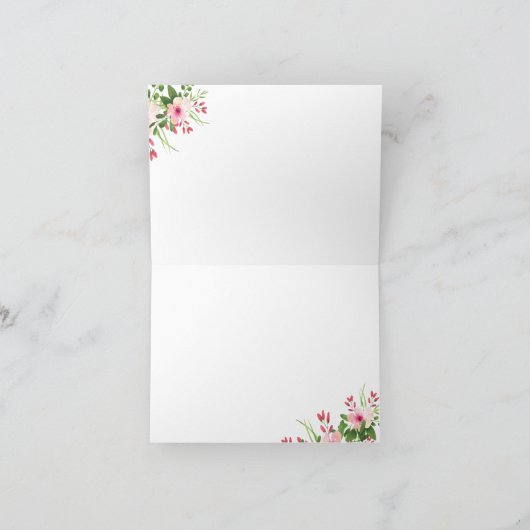 Roze Bloemenverpleegster Dank u Bedankkaart (Binnen)