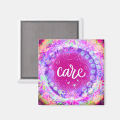 Roze Bloemenverzorging Inspirerend Magneet (Voorkant / Achterkant)