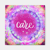 Roze Bloemenverzorging Inspirerend Magneet (Voorkant)