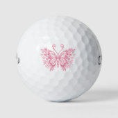 Roze bloemenvlinder golfballen (Voorkant)