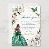 Roze Bloemenvlinders Prinses Quinceanera Bedankkaart (Voorkant)