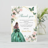Roze Bloemenvlinders Prinses Quinceanera Bedankkaart (Staand voorkant)