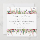 Roze Bloemenvlinders Sla de datum op Kaart (Voorkant)