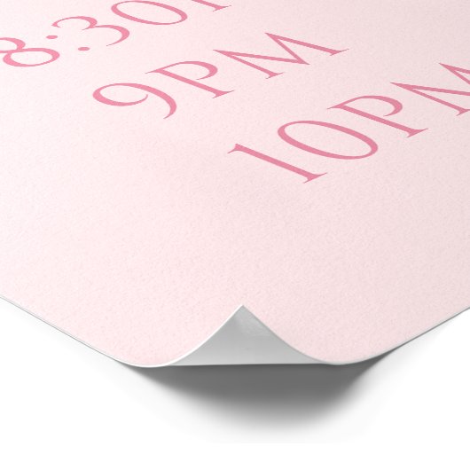 Roze bloemenvolgorde van evenementen Trouwbord pos Poster (Hoek)