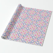 Roze Bloemenvolk Babyshower Inpakpapier (Uitgerold)