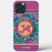  roze bloemenvreugde Stippen Inspirivity Naam Case-Mate iPhone Case (Achterkant)