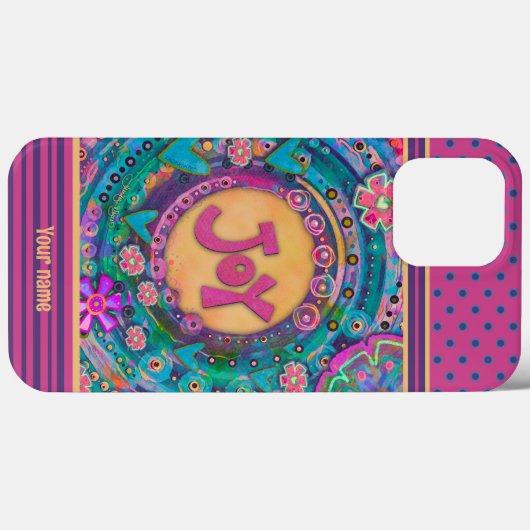  roze bloemenvreugde Stippen Inspirivity Naam Case-Mate iPhone Case (Achterkant (horizontaal))