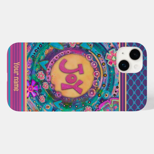  roze bloemenvreugde Stippen Inspirivity Naam Case-Mate iPhone Case (Achterkant (horizontaal))