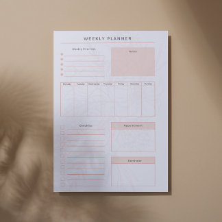 Roze bloemenwekenotitieblok notitieblok