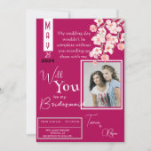 Roze Bloemenwijn Kaart (Voorkant)