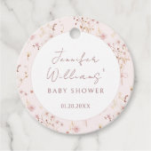 Roze bloemenwilde bloem baby meisje douche dank u bedankjes labels (Voorkant)