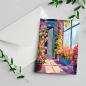 Roze Bloemenwinkel Rozen Bloemenschilderij Briefkaart