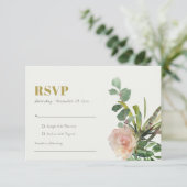 ROZE BLOEMENWOESTIJN CACTUS LOOF WATERVERF RSVP (Staand voorkant)