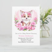 Roze Bloemenwolf Magic Girl Baby shower Kaart (Staand voorkant)