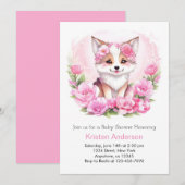 Roze Bloemenwolf Magic Girl Baby shower Kaart (Voorkant / Achterkant)