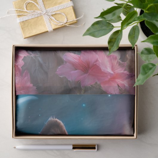 Roze Bloemenwolf Tissuepapier (Geschenk)