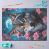 Roze Bloemenwolf Tissuepapier (Craft)
