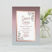 Roze  Bloemenzoet 16 Verjaardagsfeest Kaart (Staand voorkant)