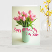 Roze Bloemenzusters Dagkaart Kaart (Gele Bloem)